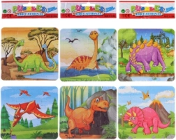 Puzle y coloreables 2 en 1 – dinosaurios, 2×16 piezas, 3 variantes