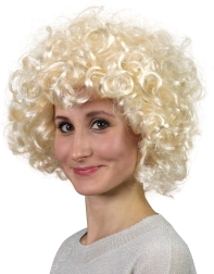 Peluca rubia con pelo rizado