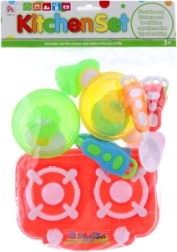 Juego infantil de vajilla de plástico con accesorios