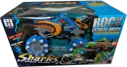Coche RC tiburón azul con efecto de niebla y 2,4 GHz