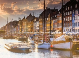 Puzzle Escandinavia: Puesta de sol en Copenhague 500 piezas