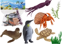 Juego de figuras de animales marinos con plantas, 8 uds