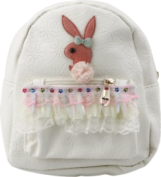 Mochila infantil Rey Conejito crema con volante