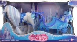 Caballo con carruaje azul: juguete a pilas con luces y música