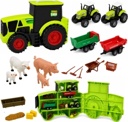 Set de granja en tractor – granja portátil de 28 piezas