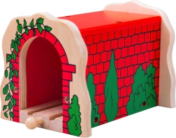 Túnel de ladrillo de madera para trenes de juguete