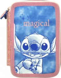Estuche Stitch de dos compartimentos con equipamiento
