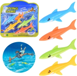 Juego de 4 tiburones de colores para aprender a bucear para niños