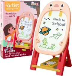 Pizarra magnética de doble cara con juegos para niños rosa