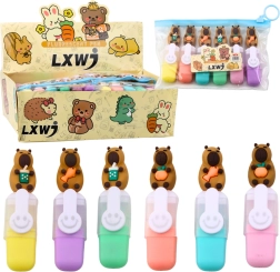 Set de mini subrayadores Capibara en colores pastel, 6 unidades