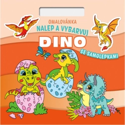Libro para colorear cuadrado: pega y colorea dino