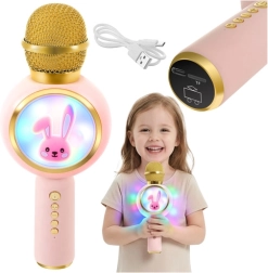 Micrófono karaoke inalámbrico para niños con LED, rosa IZOXIS