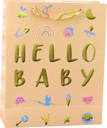 Bolsa de regalo para bebé Hello Baby color melocotón
