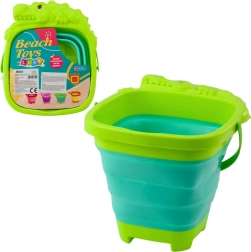 Cubo de silicona plegable con forma de cocodrilo – verde para la playa