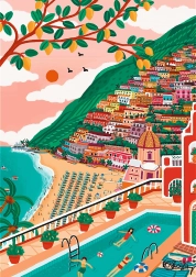 Rompecabezas Trefl Premium Plus The Art of Colour: Positano, Italia 1000 piezas