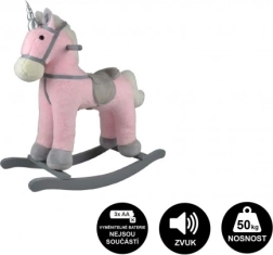 Unicornio balancín de peluche 71 cm con sonido y movimiento – Rosa claro