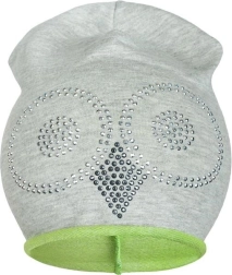 Gorro primaveral de algodón New Baby búho gris-verde