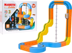 Pista de coches magnética de colores con tren, 90 piezas