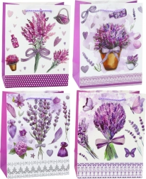 Bolsa de regalo de papel con motivo de lavanda