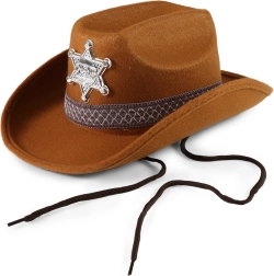 Sombrero de sheriff vaquero marrón para niños