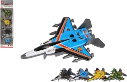 Set de 4 aviones de combate con carrocería metálica y mecanismo de retroceso, colores surtidos, 10 cm