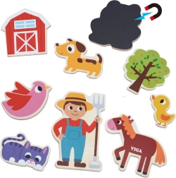 Amigos de la granja magnéticos VIGA – set de 20 imanes de madera