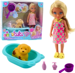 Set de muñeca con perro para el baño con accesorios interactivos