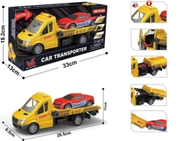 Camión de remolque con coche de carreras con luces y sonidos