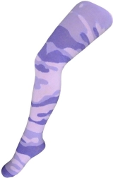 Leotardos de algodón New Baby con estampado de camuflaje en rosa claro y morado