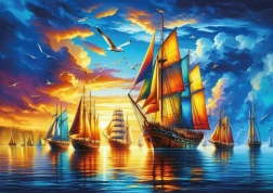Puzzle Puerto de veleros de colores 500 piezas