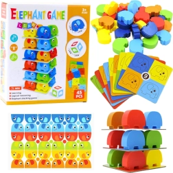 Juego familiar de habilidad Elefante sobre elefante – torre de elefantitos, 46 piezas