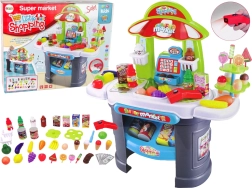 Supermercado infantil con escáner y alimentos