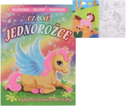 Libros para colorear y pegatinas panorámicas Unicornios asombrosos