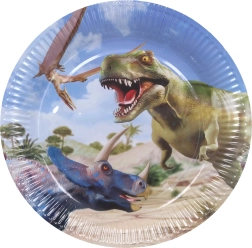 Platos de papel para fiesta DINO 23 cm, 6 uds