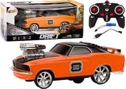 Coche RC de drift 1:18 con drift 360°, luces y sonidos – naranja
