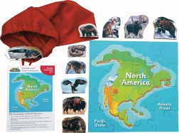 Norteamérica y sus animales – puzle de madera de 16 piezas y 10 animales