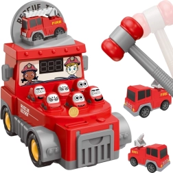 Coche de bomberos Woopie 2 en 1: juego «Golpea al topo» y cochecito de juguete