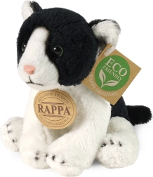 Gatito de peluche blanco y negro sentado 14 cm eco friendly