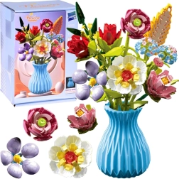 Kit de construcción de flores: ramo de 8 flores silvestres en un jarrón, 691 piezas