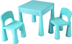 Conjunto infantil: mesa y dos sillitas menta