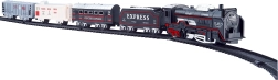 Juego de tren con locomotora y vagones, longitud de la vía 210 cm