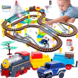 WOOPIE circuito de tren eléctrico y pista de carreras 2 en 1 con viaducto, tren y coche, 192 piezas