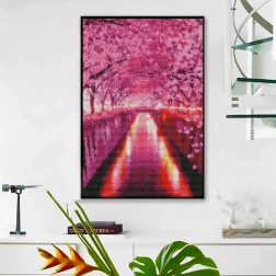 Pintura con diamantes – avenida de cerezos en flor 30 × 40 cm