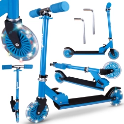Patinete de dos ruedas con ruedas luminosas azul