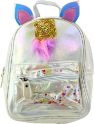 Mochila infantil perlada con unicornio y confeti