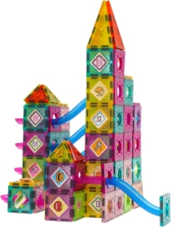 Juego de construcción magnético castillo con pista de canicas, 139 piezas