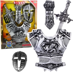 Gran set de caballero máscara armadura espada guardián plateado