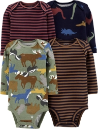Body para bebé Carter's de manga larga brown/navy, 4 uds., talla 56 (NB)