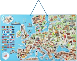 Woody Mapa magnética de Europa con imágenes y juego 3 en 1