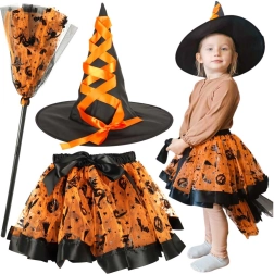 Disfraz infantil de bruja, set de 3 piezas, naranja